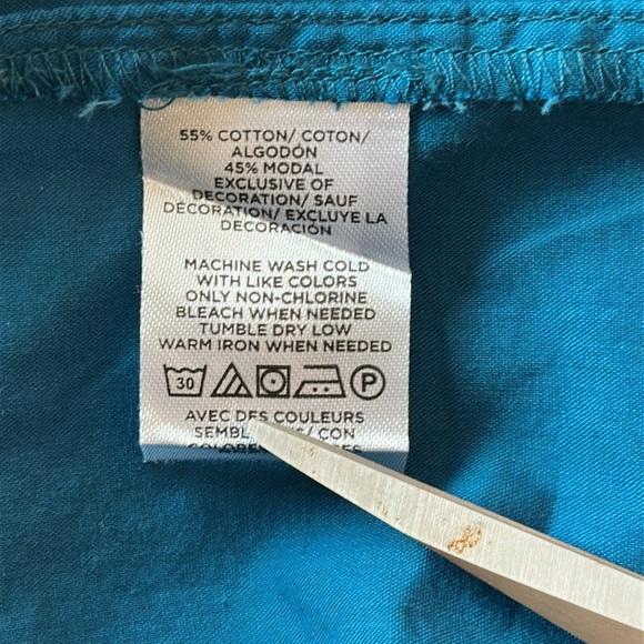 Loft Cutout Raglan Sleeve Teal Blouse Size Medium - Picture 5 of 7